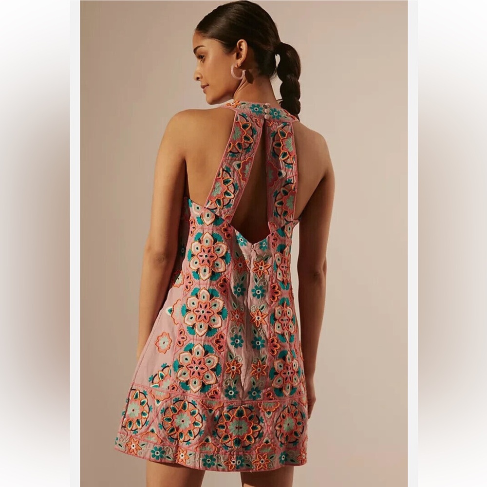 Anthropologie Embroidered and Appliqued Shift Dress